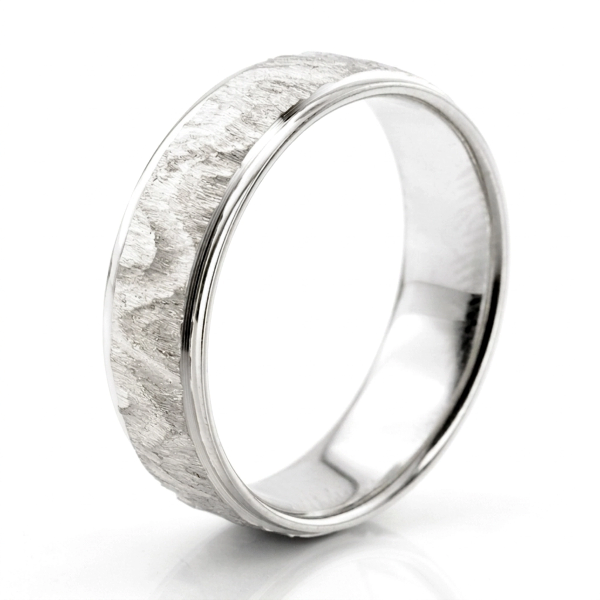 14K white gold 7mm. diamond cut step-edge-basic-wedding-ring - alternate view 4