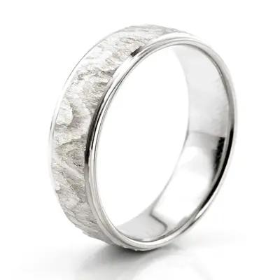 14K white gold 7mm. diamond cut step-edge-basic-wedding-ring - alternate view 4 thumbnail