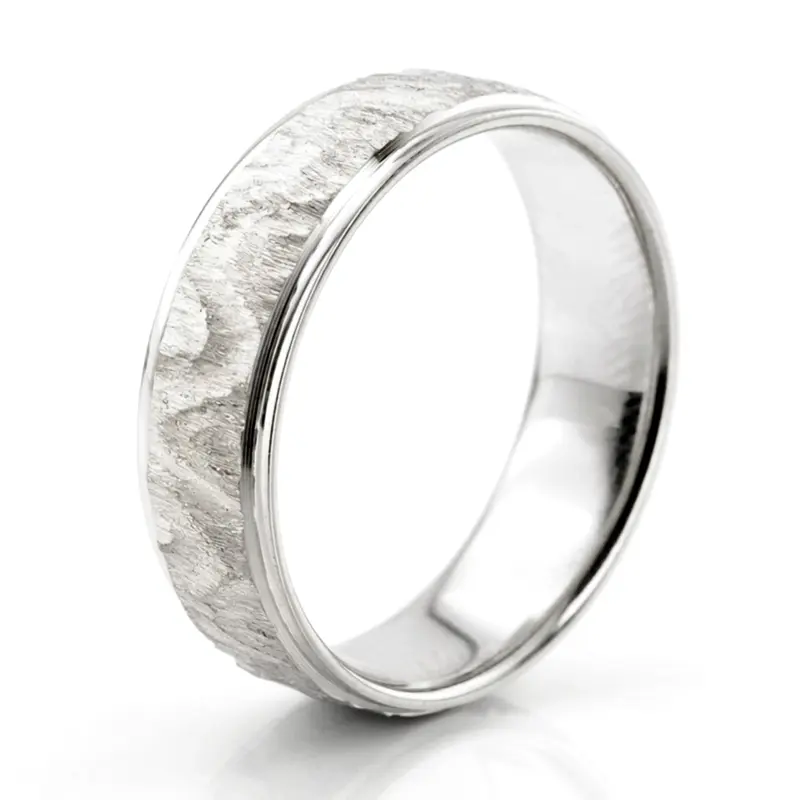 10K white gold 7mm. diamond cut step-edge-basic-wedding-ring - alternate view 4