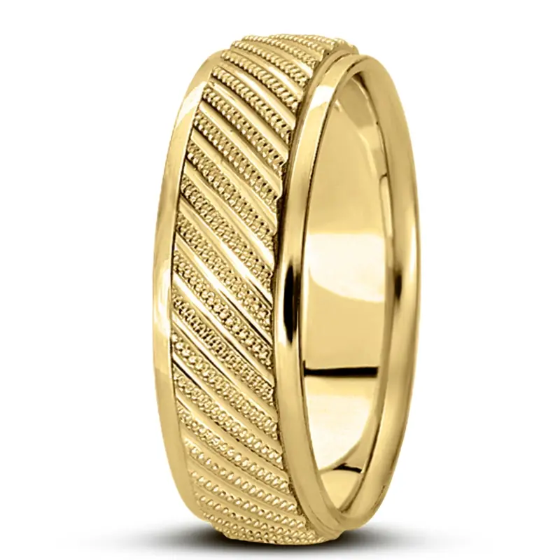 14K yellow gold 8mm. same as picture diamond-cut-fancy-wedding-band - alternate view 10