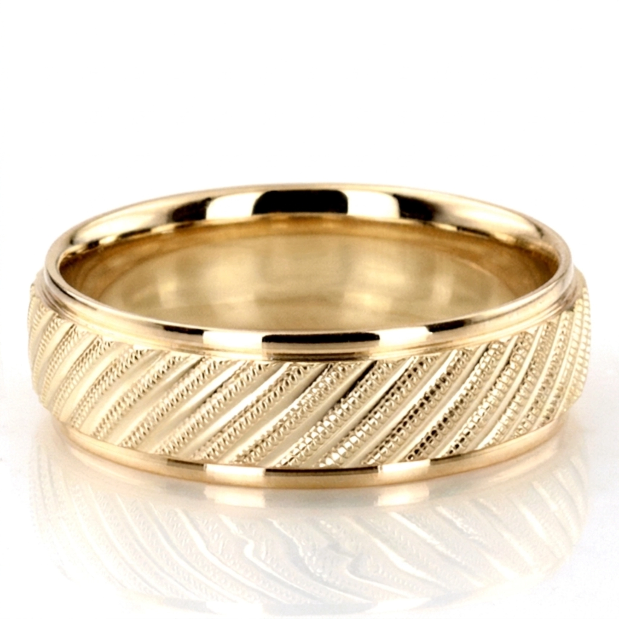 10K yellow gold 7mm. same as picture diamond-cut-fancy-wedding-band - alternate view 2