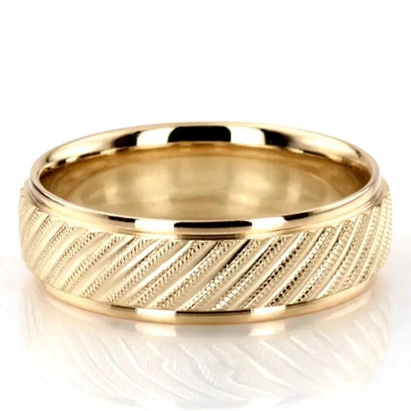 14K yellow gold 7mm. same as picture diamond-cut-fancy-wedding-band - alternate view 2