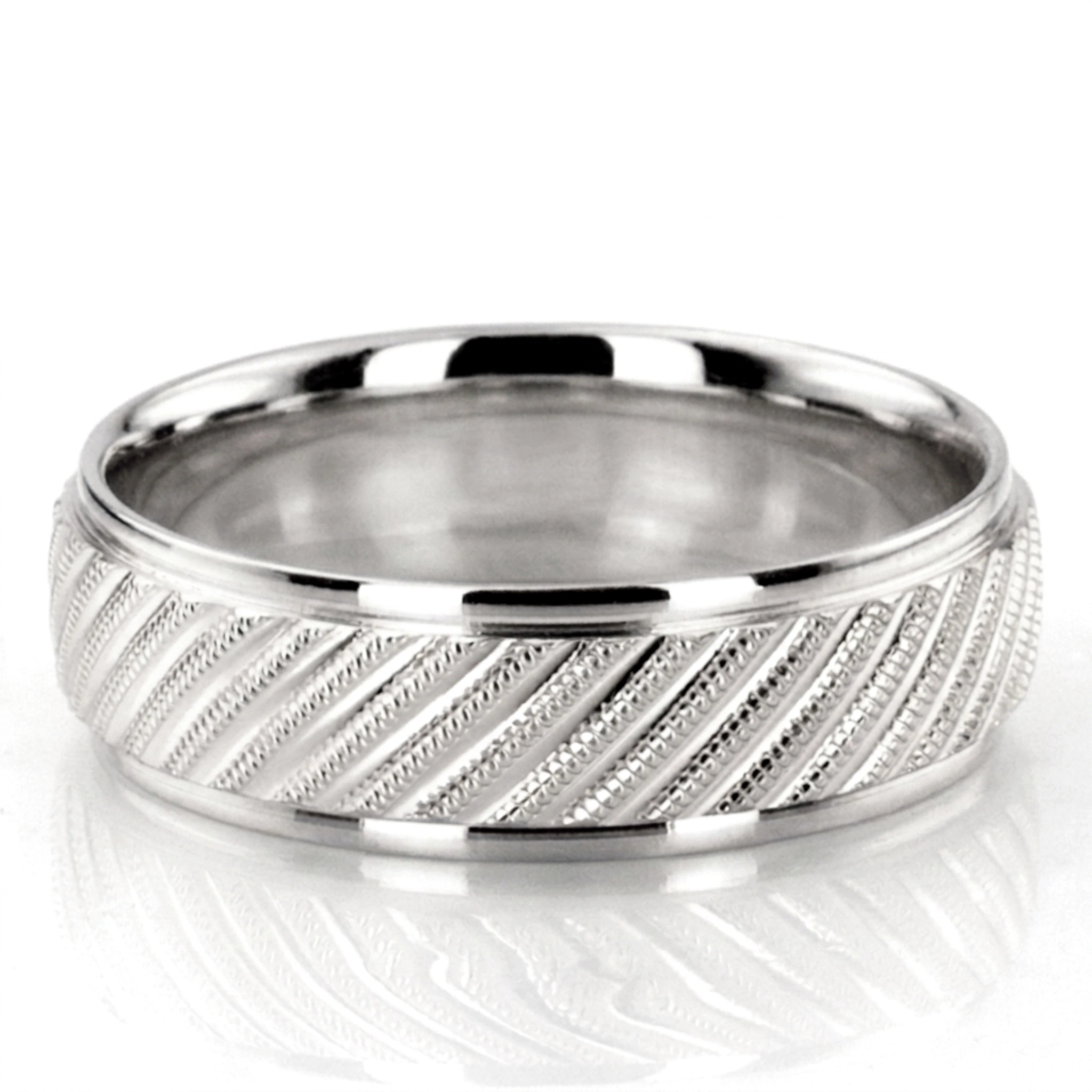 10K white gold 7mm. same as picture diamond-cut-fancy-wedding-band - alternate view 3