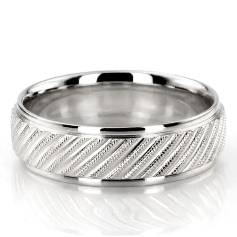 14K white gold 7mm. same as picture diamond-cut-fancy-wedding-band - alternate view 3