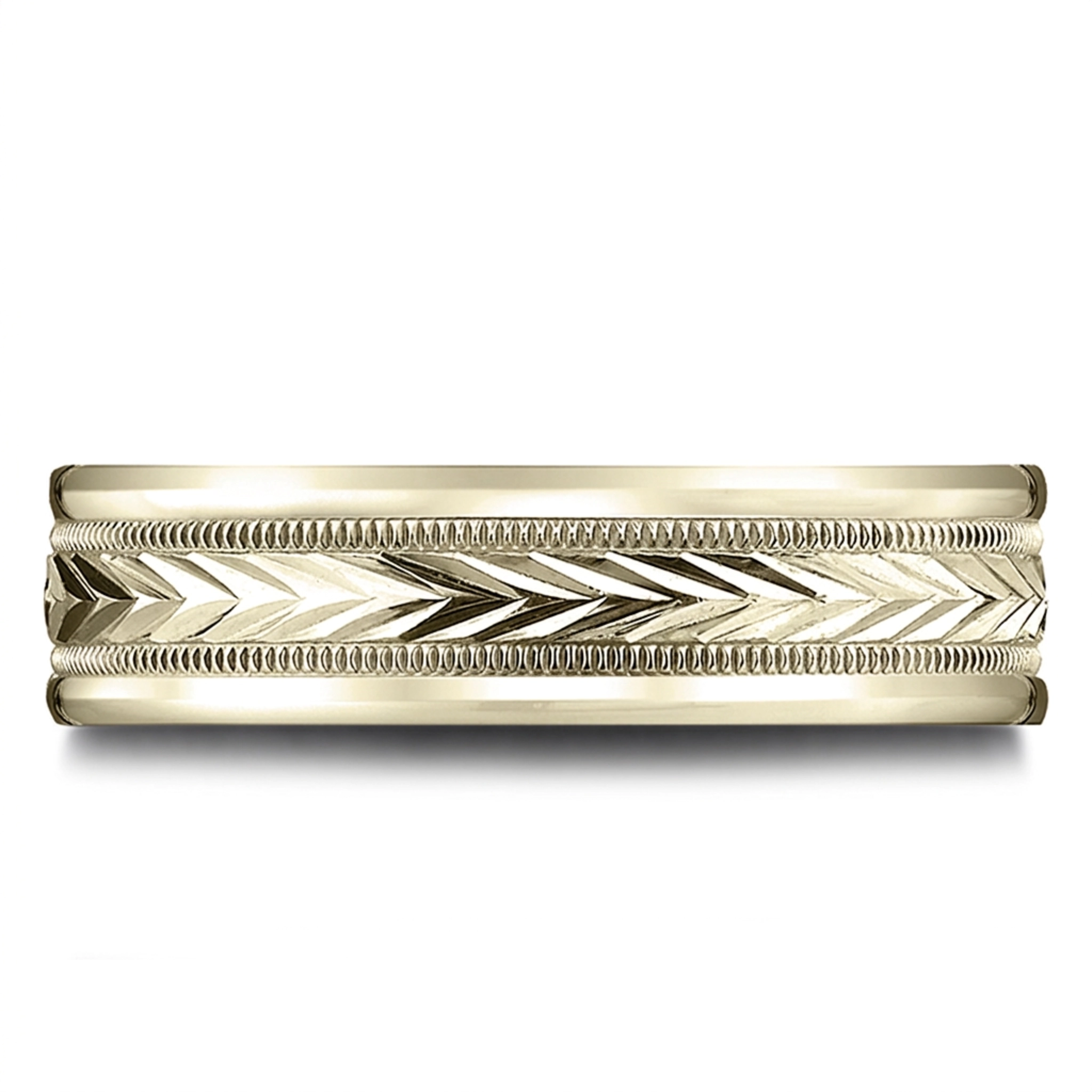 14K yellow gold 6.5mm diamond cut Light-Comfort-Harvest-of-Love-Round-Edge-Carved-De - alternate view 3
