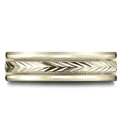 14K yellow gold 6.5mm diamond cut Light-Comfort-Harvest-of-Love-Round-Edge-Carved-De - alternate view 3 thumbnail