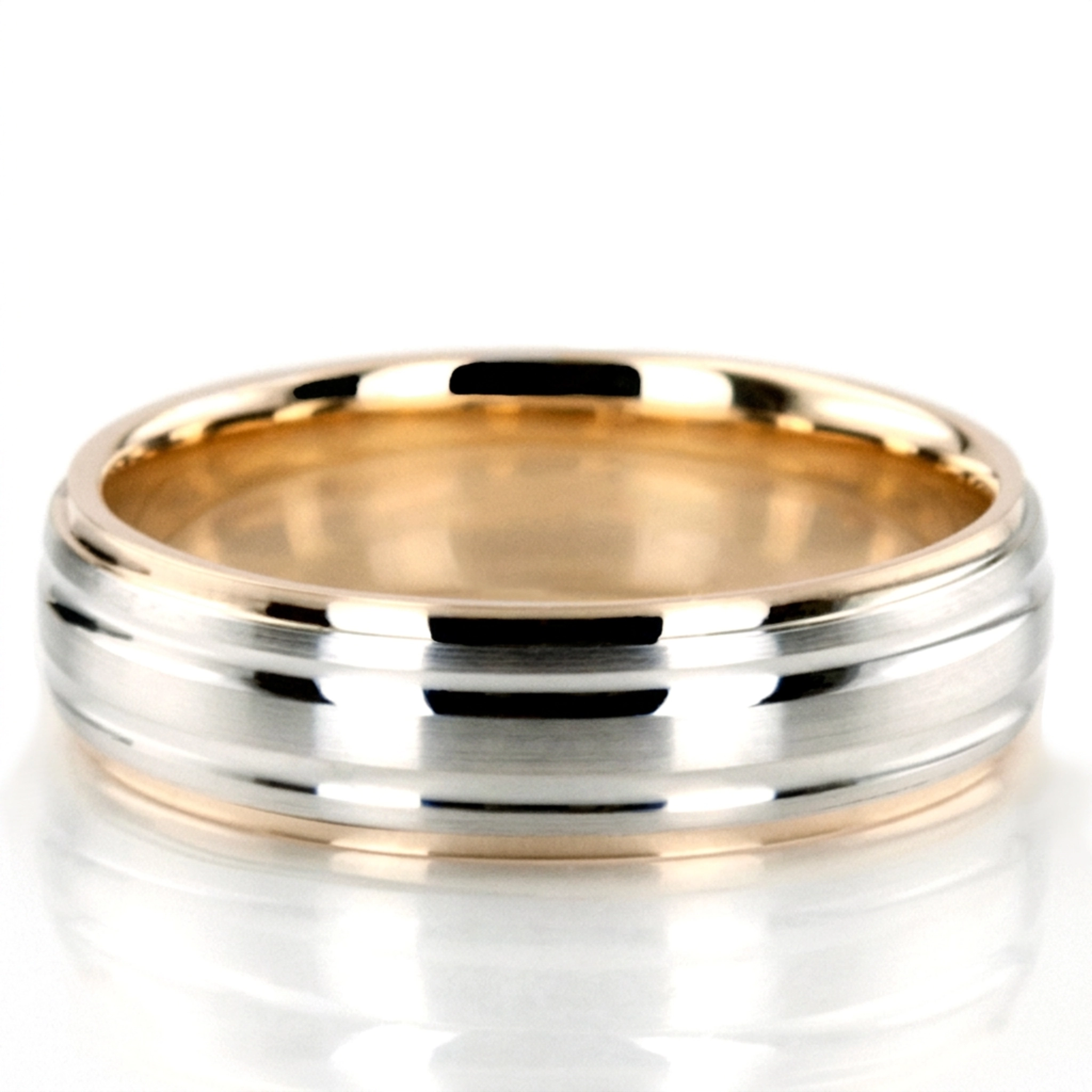 10K yellow-white-yellow gold 6mm. satin basic-simple-wedding-bands - alternate view 3