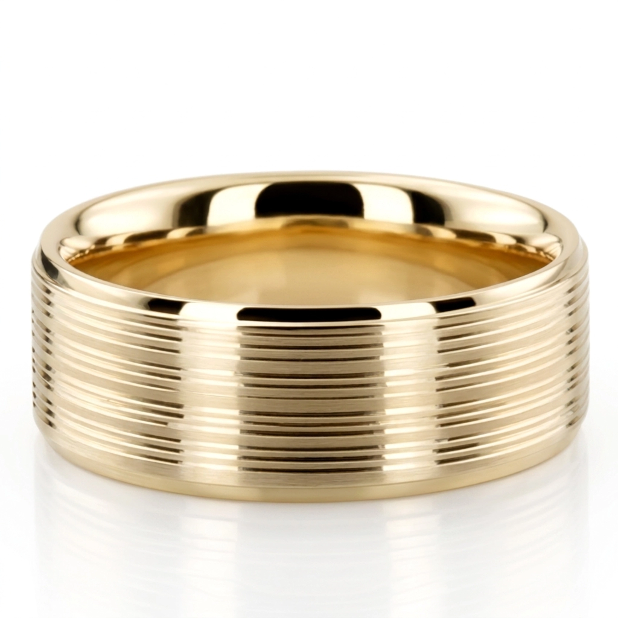 10K yellow gold 8mm. satin simple-incised-wedding-ring - alternate view 2