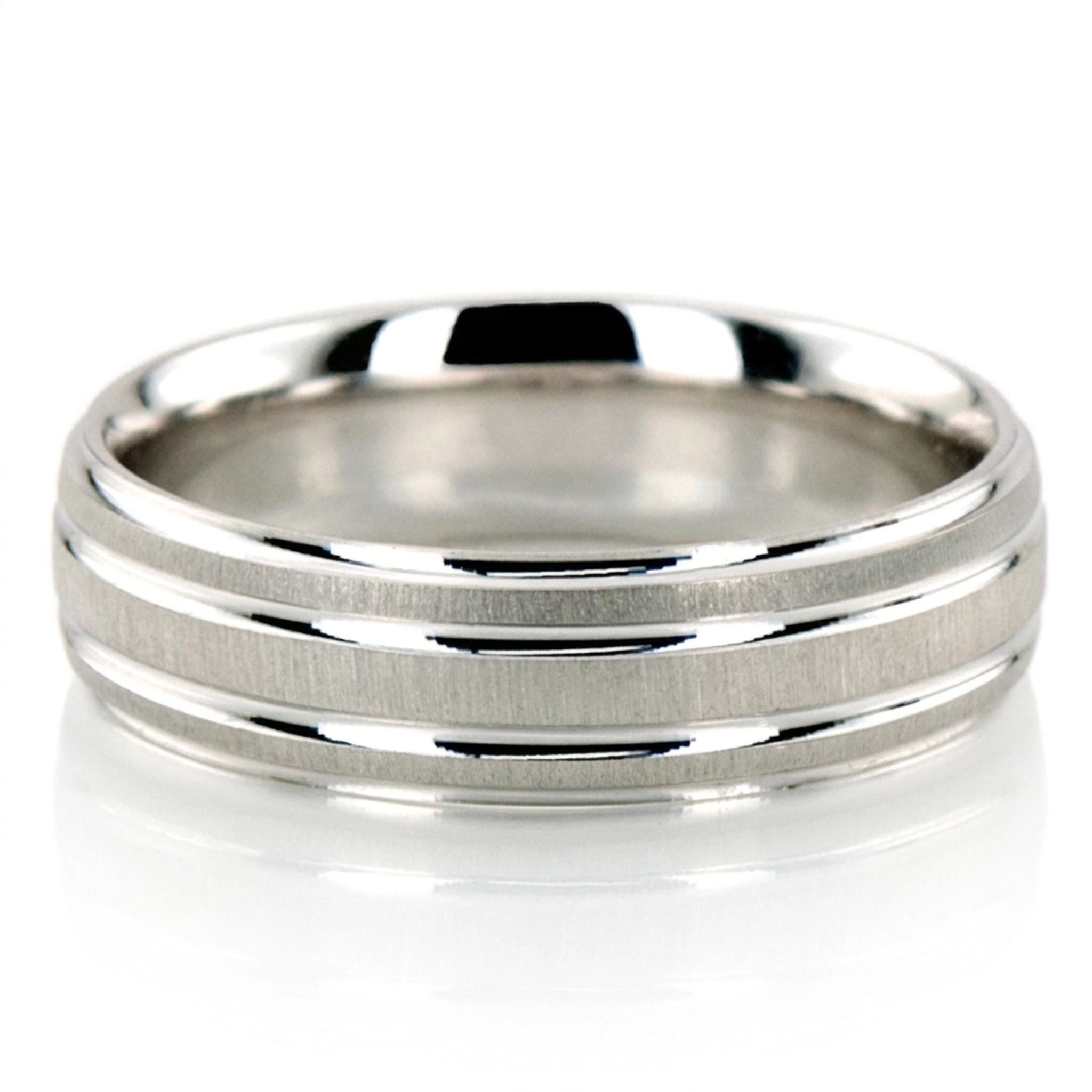 10K white gold 7mm. cross satin basic-simple-wedding-bands - main view