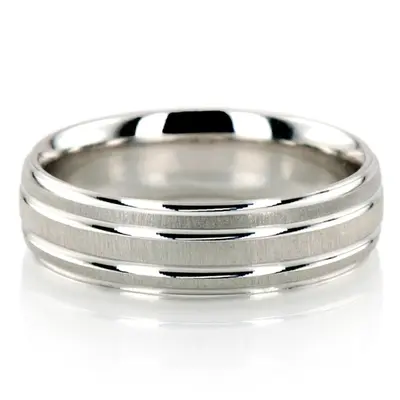 10K white gold 7mm. cross satin basic-simple-wedding-bands - main view thumbnail