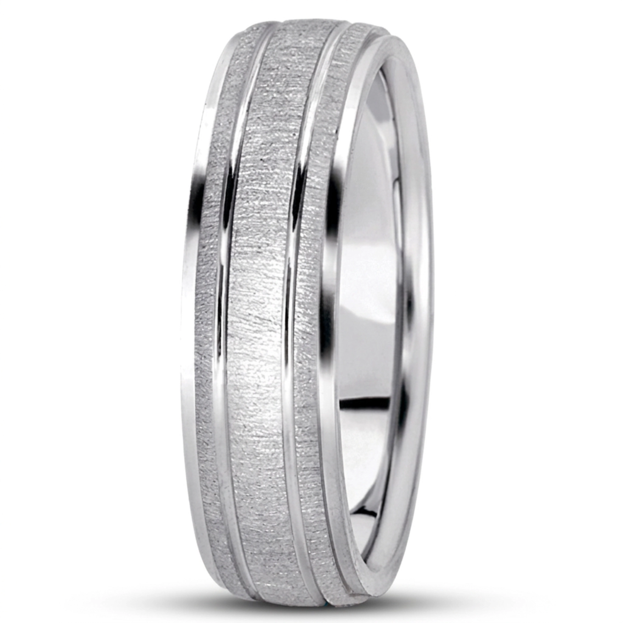 10K white gold 6mm. cross satin basic-simple-wedding-bands - alternate view 7