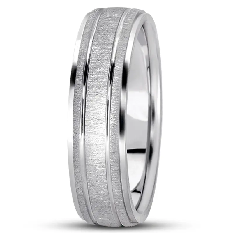 18K white gold 6mm. cross satin basic-simple-wedding-bands - alternate view 7