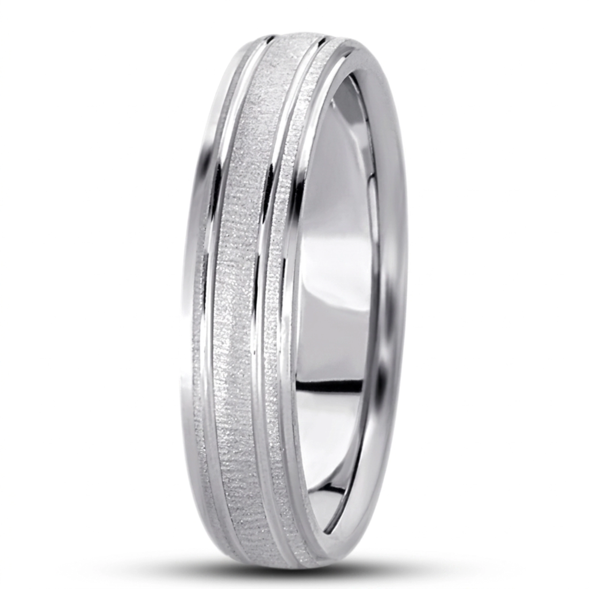 10K white gold 5mm. cross satin basic-simple-wedding-bands - alternate view 6