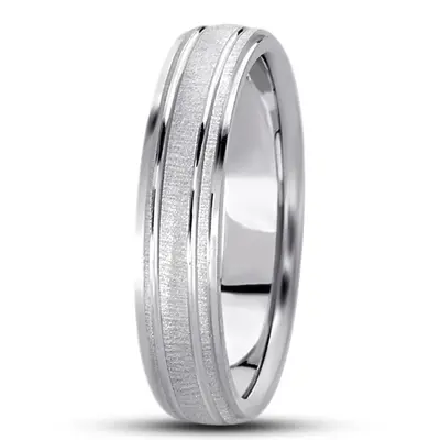 10K white gold 5mm. cross satin basic-simple-wedding-bands - alternate view 6 thumbnail