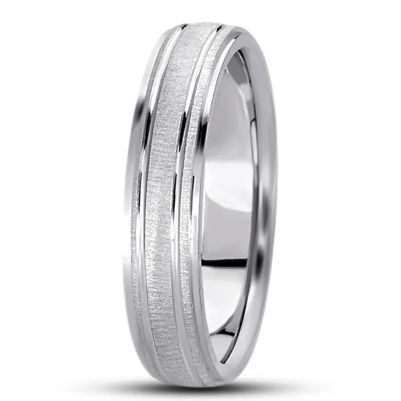 18K white gold 5mm. cross satin basic-simple-wedding-bands - alternate view 6