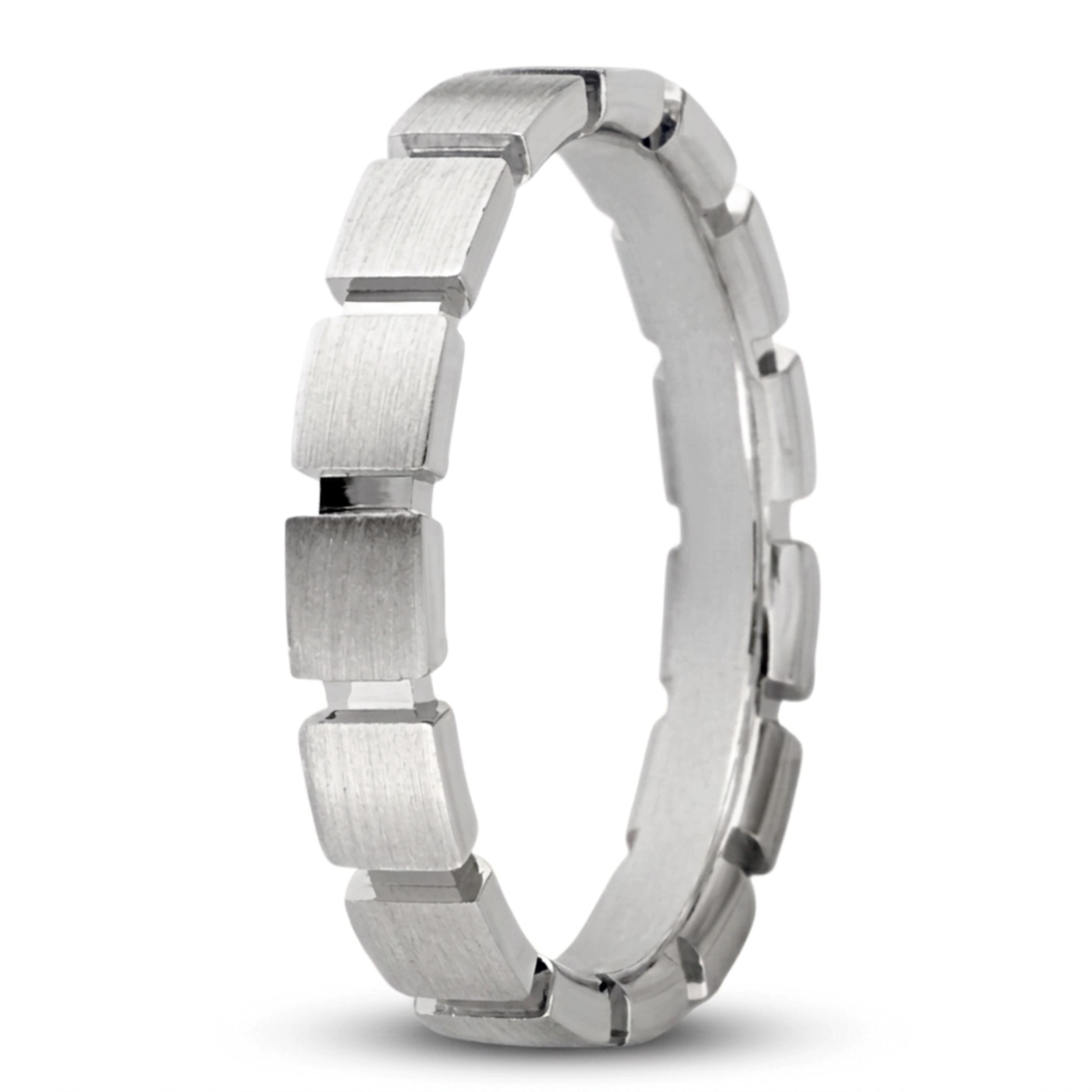 10K white gold 5mm. satin Unique-Square-Cut-Wedding-Band - main view