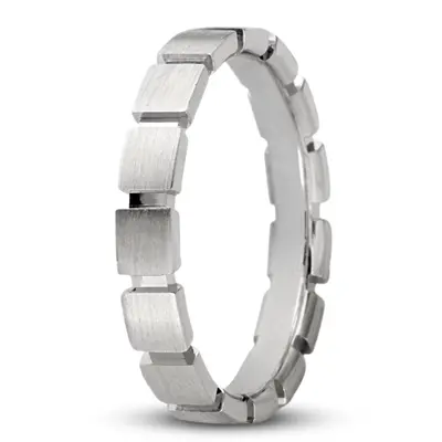 10K white gold 5mm. satin Unique-Square-Cut-Wedding-Band - main view thumbnail