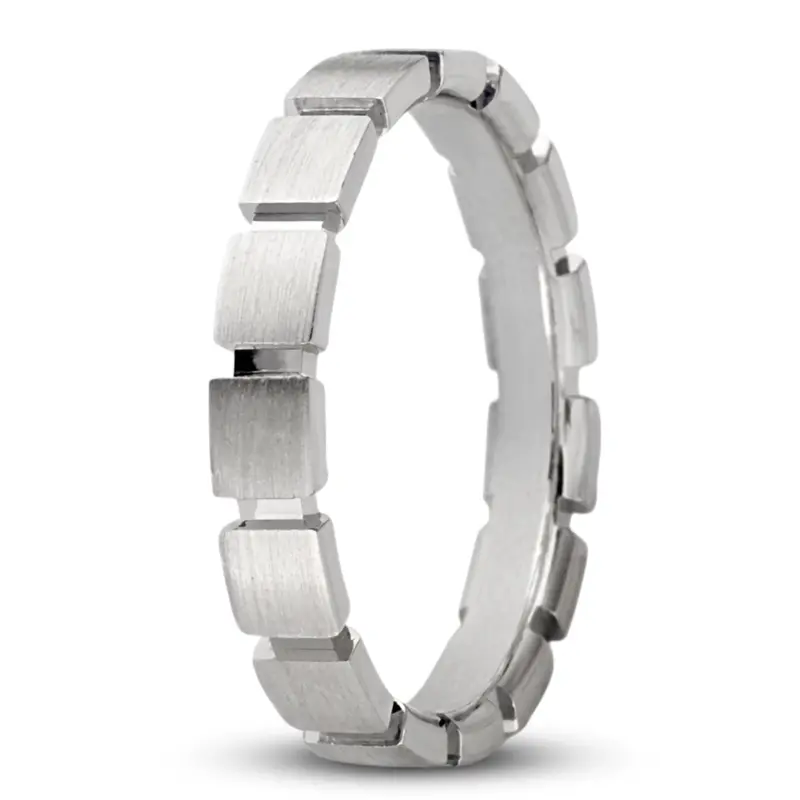 10K white gold 5mm. satin Unique-Square-Cut-Wedding-Band - main view