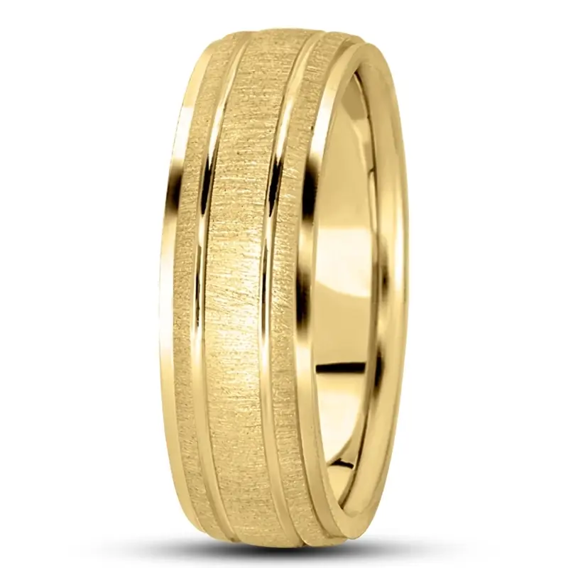 18K yellow gold 5mm. cross satin basic-simple-wedding-bands - alternate view 11