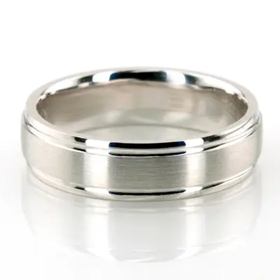 10K white gold 6mm. satin finish diamond-cut-wedding-band - alternate view 2 thumbnail