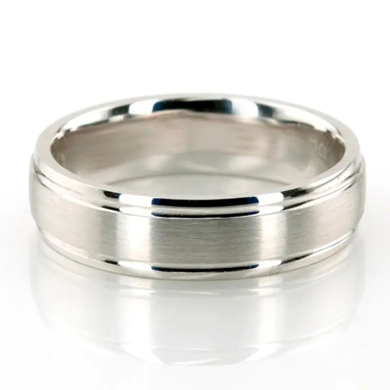 10K white gold 6mm. satin finish diamond-cut-wedding-band - alternate view 2