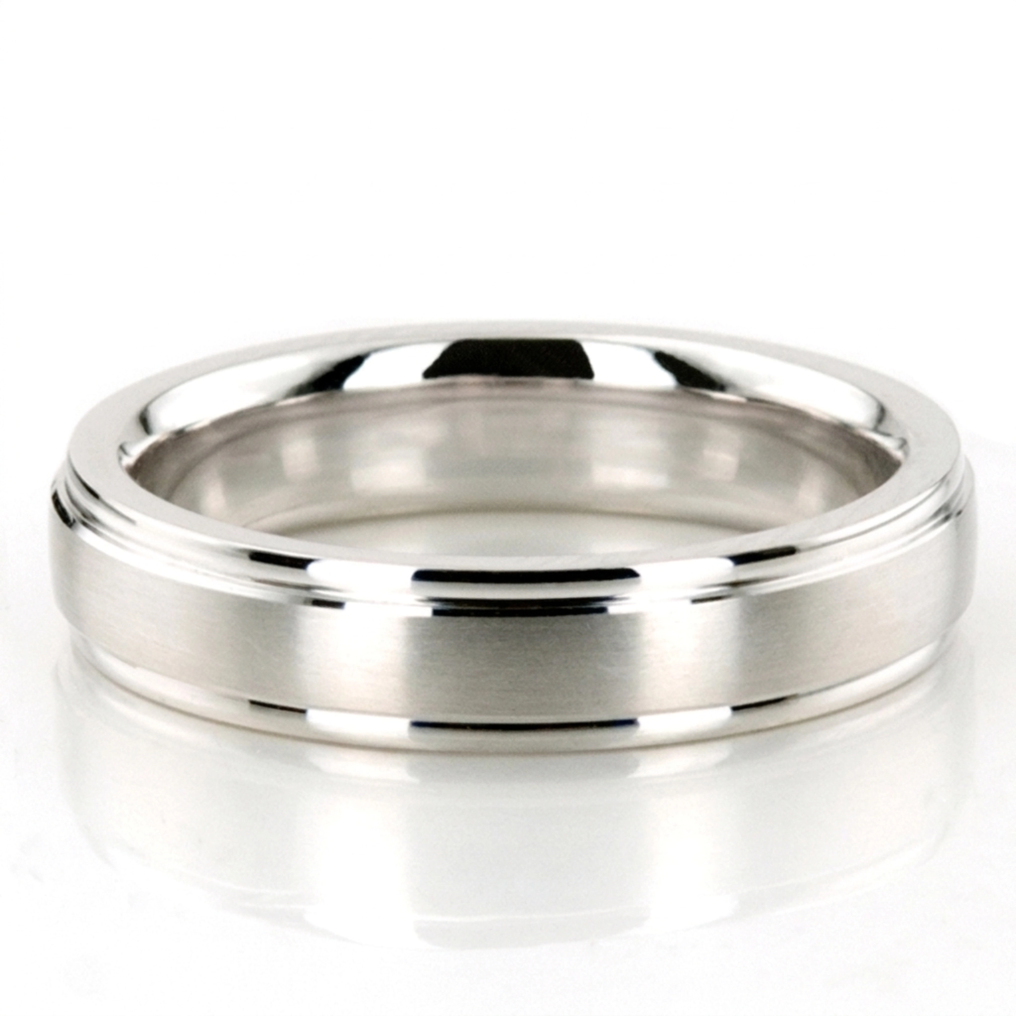 10K white gold 4mm. satin finish diamond-cut-wedding-band - main view