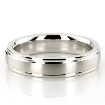 10K white gold 4mm. satin finish diamond-cut-wedding-band - main view thumbnail