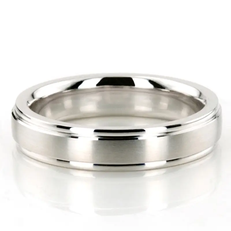 10K white gold 4mm. satin finish diamond-cut-wedding-band - main view