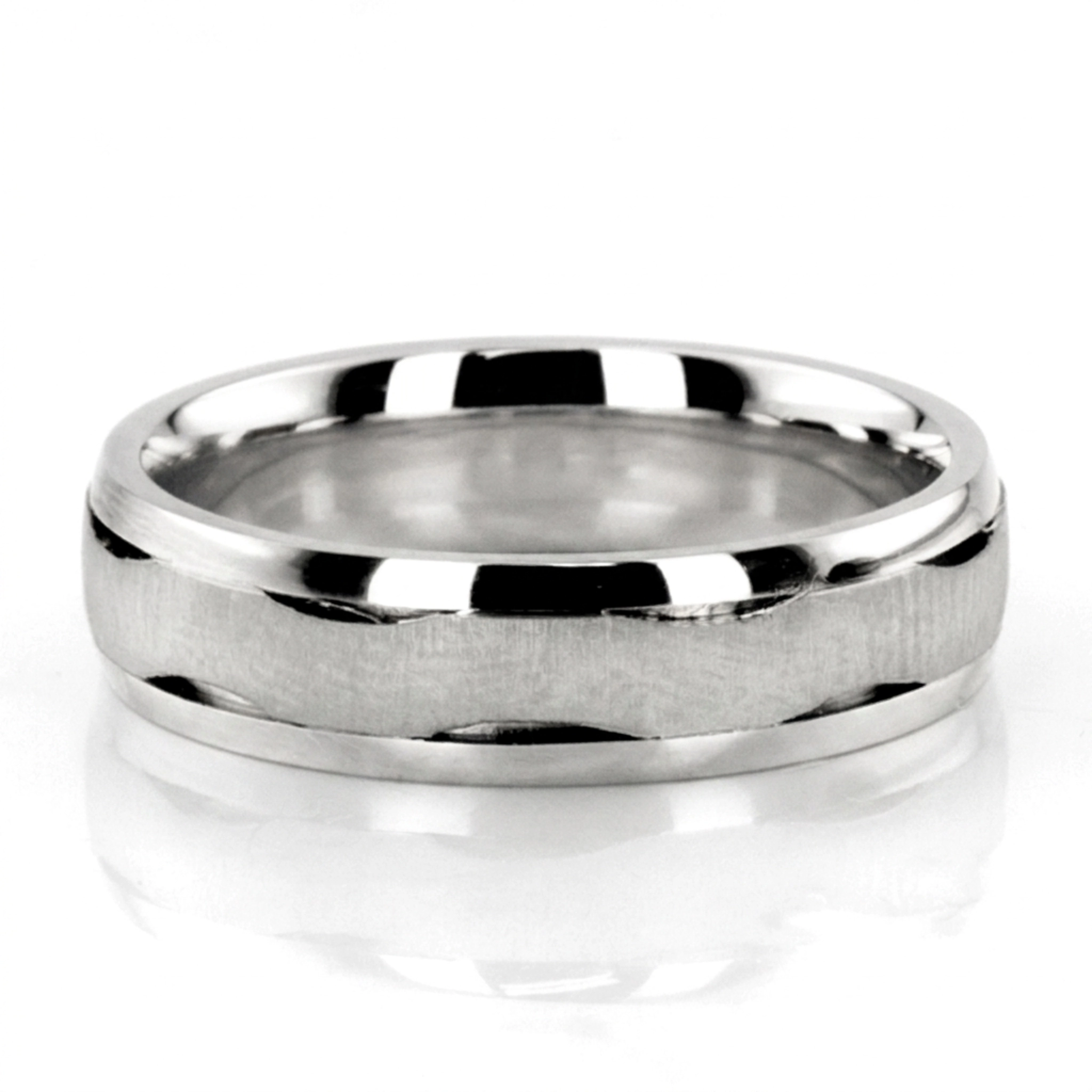 10K white gold 6mm. cross satin two-tone-wedding-band - alternate view 2