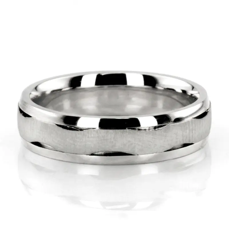 14K white gold 6mm. cross satin two-tone-wedding-band - alternate view 2