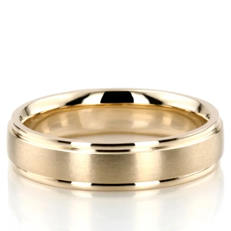 10K yellow gold 5mm. satin finish diamond-cut-wedding-band - alternate view 3