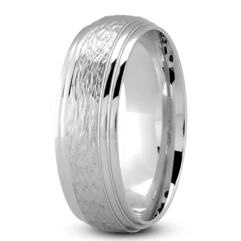 10K white gold 7mm. same as picture Rough-Finish-Basic-Wedding-Ring - alternate view 2