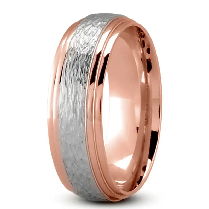 10K pink-white-pink gold 7mm. same as picture Rough-Finish-Basic-Wedding-Ring - alternate view 4