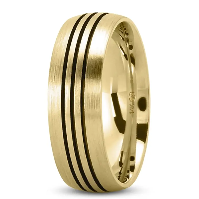 14K yellow gold 7mm. satin Basic-Grooved-Wedding-Ring - alternate view 3