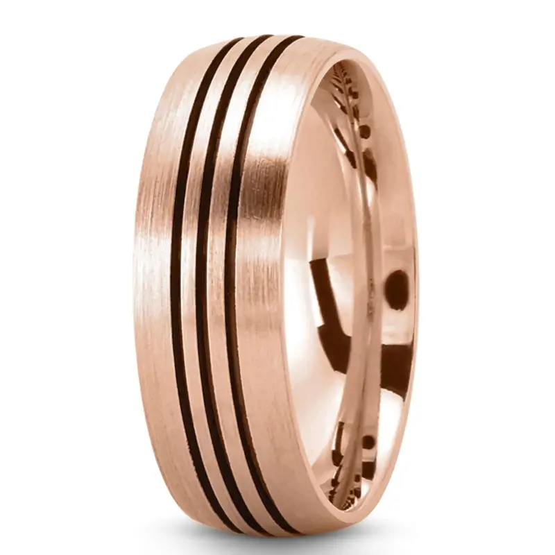 14K pink gold 7mm. satin Basic-Grooved-Wedding-Ring - alternate view 4