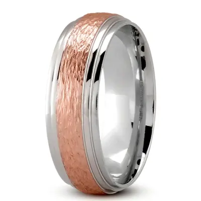 10K white-pink-white gold 7mm. same as picture Rough-Finish-Basic-Wedding-Ring - alternate view 8 thumbnail