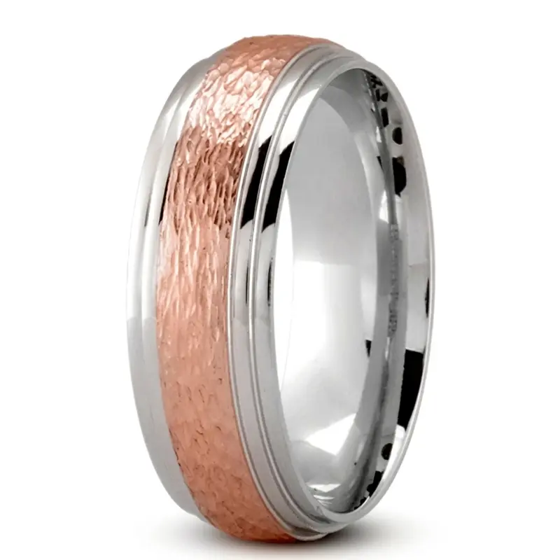 10K white-pink-white gold 7mm. same as picture Rough-Finish-Basic-Wedding-Ring - alternate view 8
