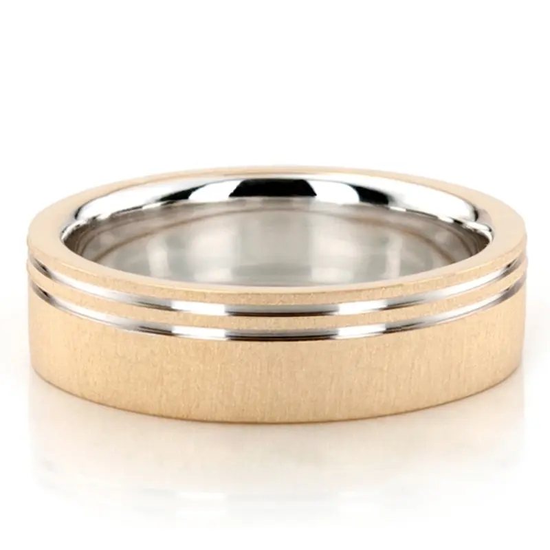 10K y-w-y-w-y gold 6mm. cross satin two-tone-wedding-band - alternate view 5
