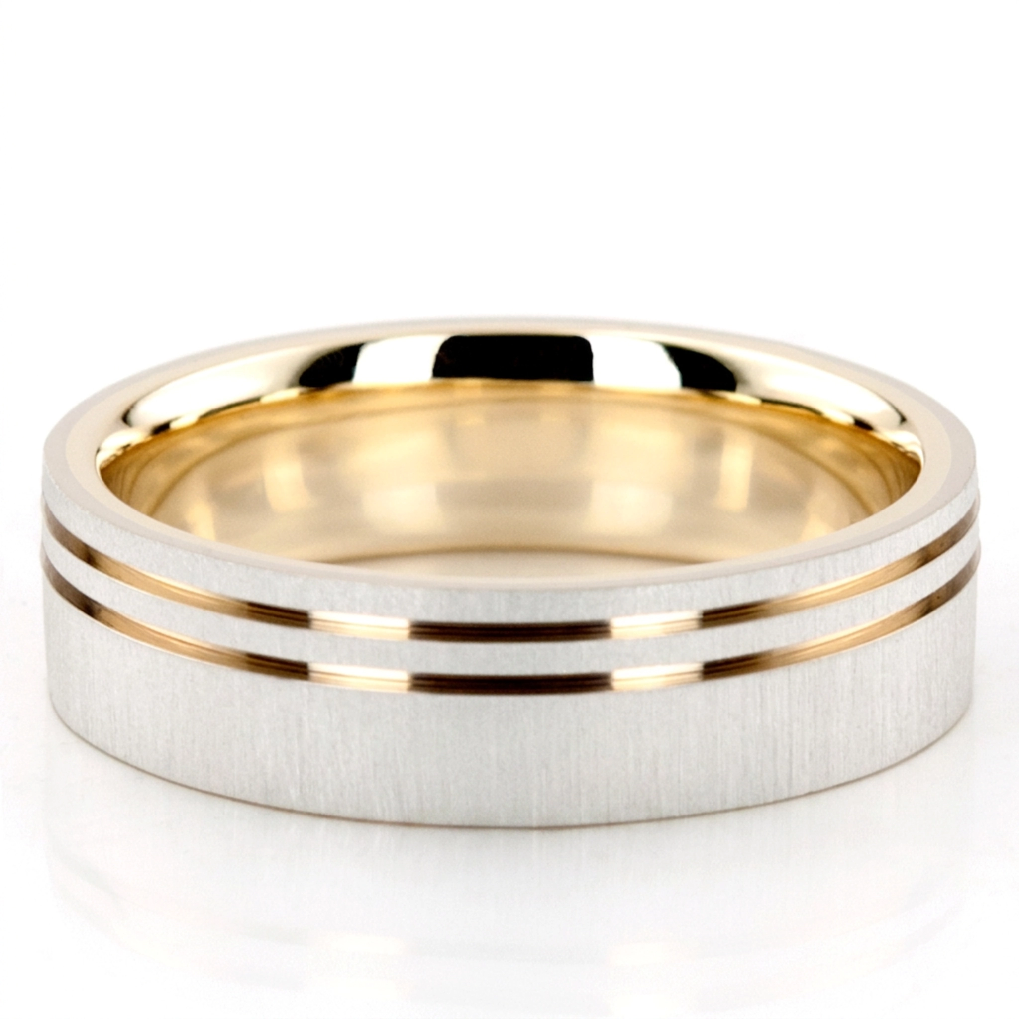 10K w-y-w-y-w gold 6mm. cross satin two-tone-wedding-band - alternate view 7