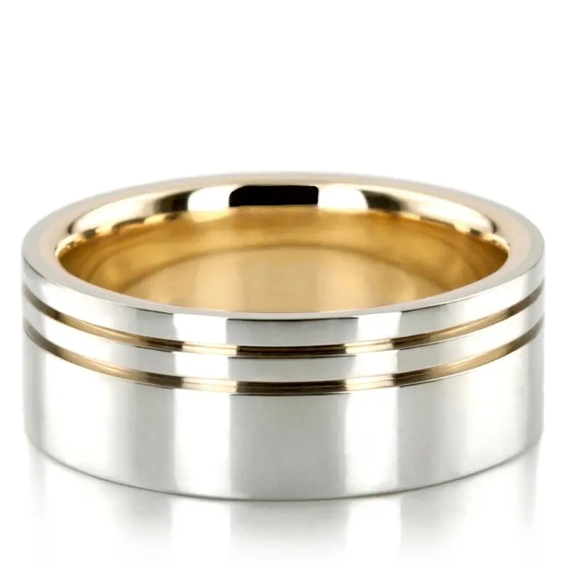 10K w-y-w-y-w gold 8mm. high polish two-tone-wedding-band - alternate view 8