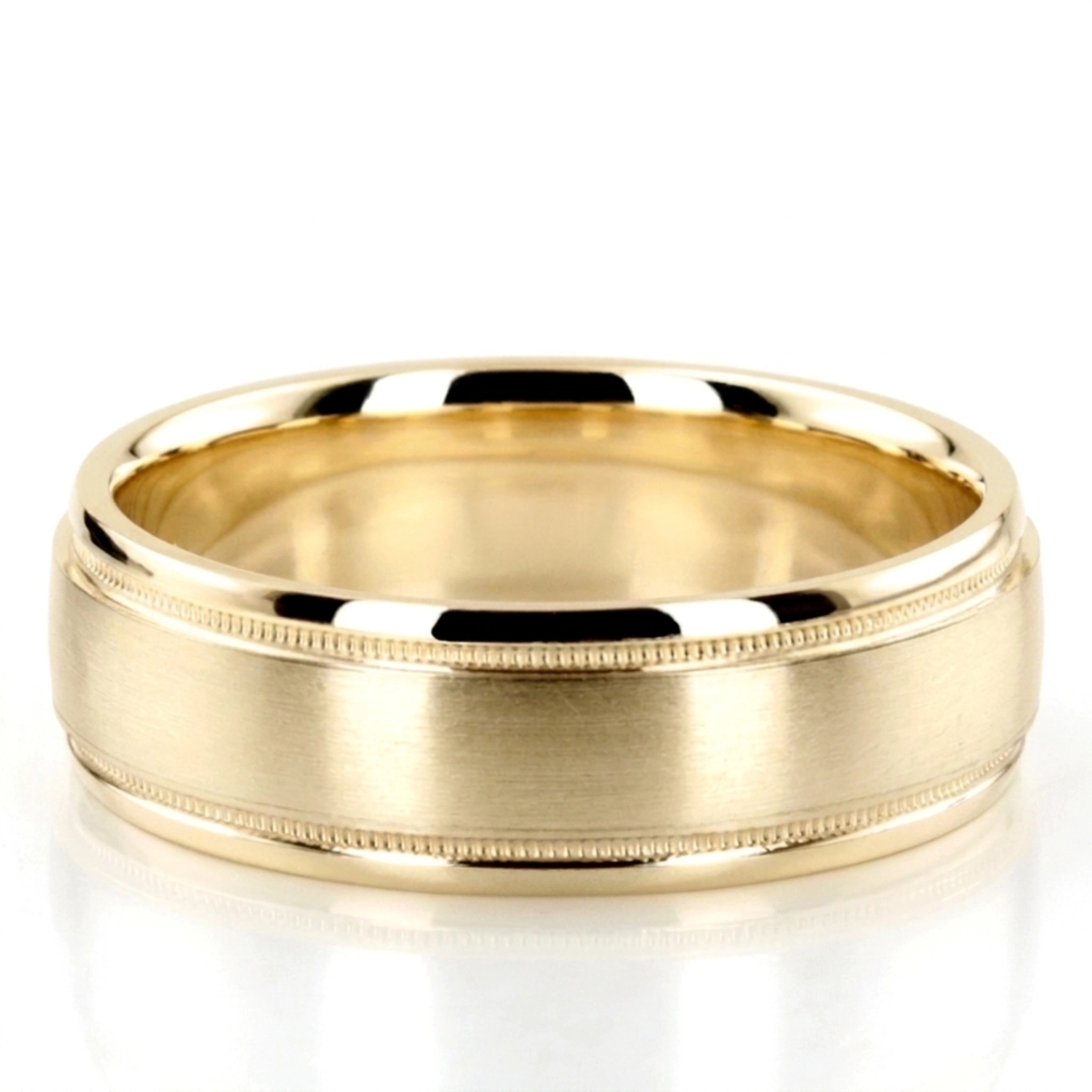 10K yellow gold 7mm. satin finish two-tone-wedding-band - alternate view 3