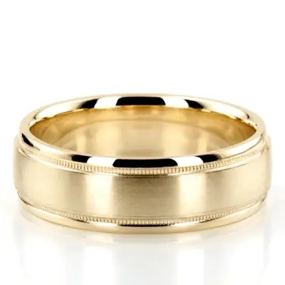 10K yellow gold 7mm. satin finish two-tone-wedding-band - alternate view 3 thumbnail