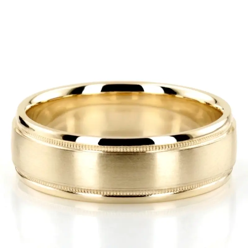 10K yellow gold 7mm. satin finish two-tone-wedding-band - alternate view 3