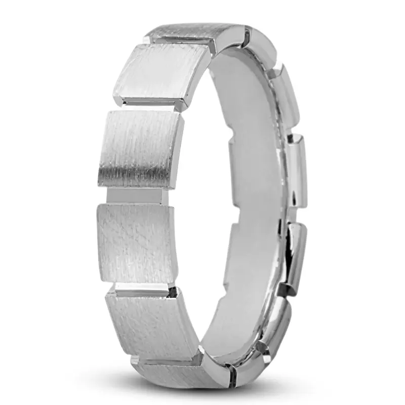 10K white gold 6mm. satin Unique-Square-Cut-Wedding-Band - alternate view 4