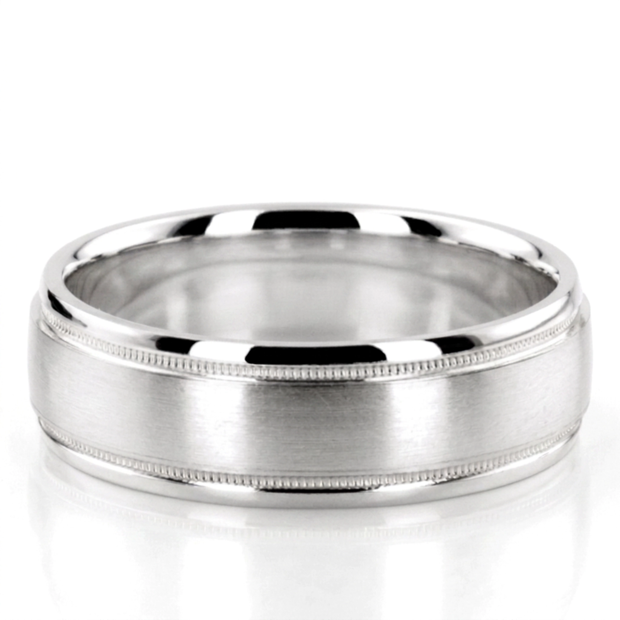 10K white gold 7mm. satin finish two-tone-wedding-band - main view