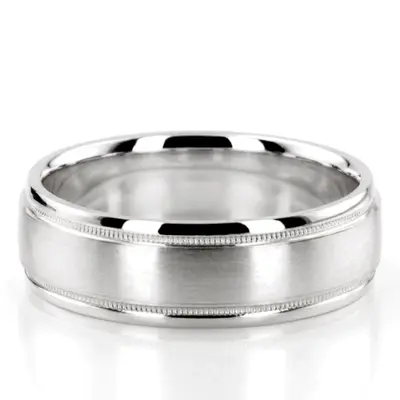 10K white gold 7mm. satin finish two-tone-wedding-band - main view thumbnail