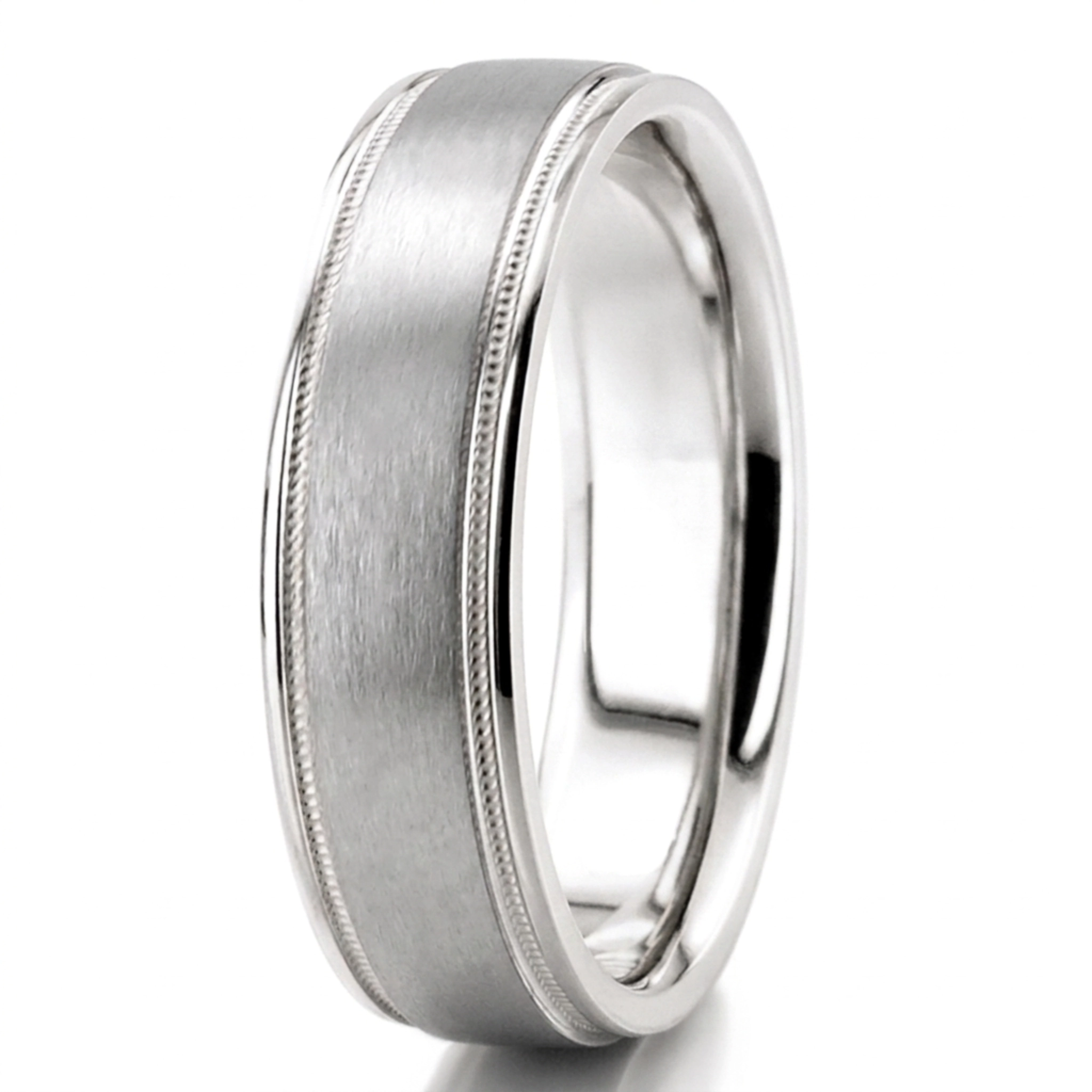 10K white gold 6mm. satin finish two-tone-wedding-band - alternate view 6