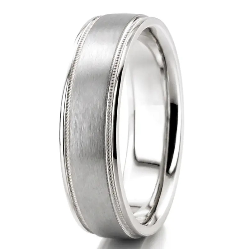 10K white gold 6mm. satin finish two-tone-wedding-band - alternate view 6