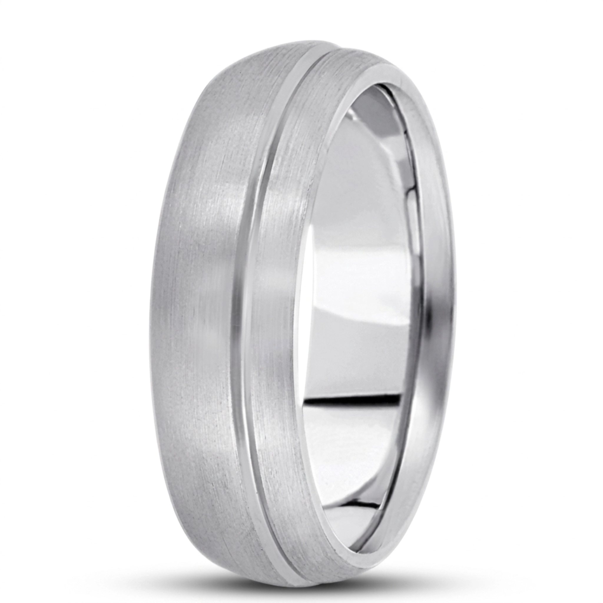 10K white gold 7mm. satin basic-carved-simple-wedding-ring - alternate view 11