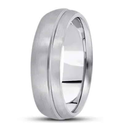10K white gold 7mm. satin basic-carved-simple-wedding-ring - alternate view 11 thumbnail